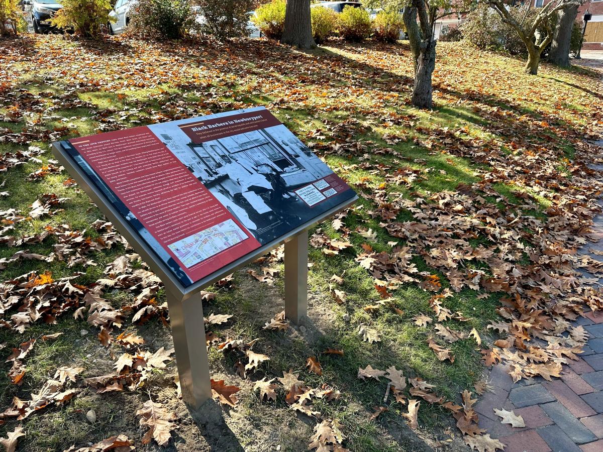 Black Barbers in Newburyport sign (photo by Geordie Vining 10/23/24)