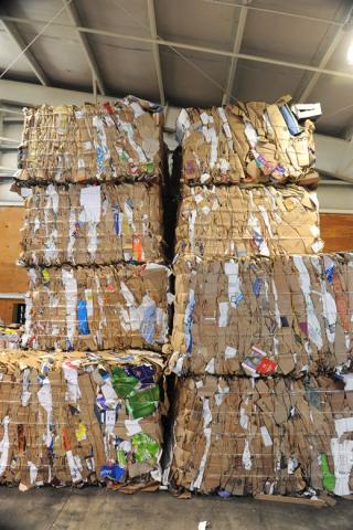 Large blocks of recycled cardboard