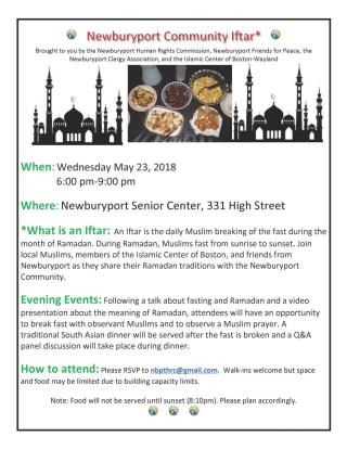 Newburyport Community Iftar flyer