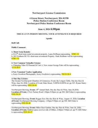 June Licensing Commission Agenda