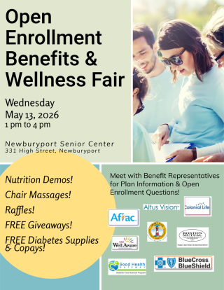 Flyer with same text as in this post and image of woman looking at a form