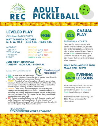 Pickleball options for summer 20024