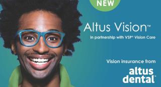 smiling man wearing glasses with AltusVision Logo 