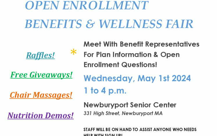 flyer describing what is available at the Benefits fair.  Same info as in text below.